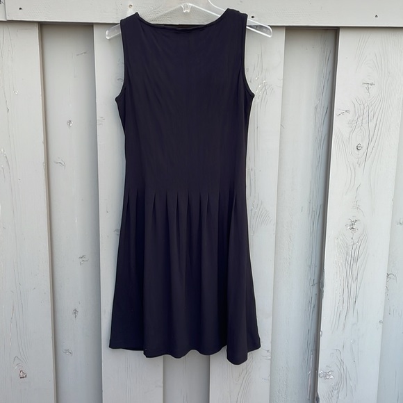 Talbots Petites Black Pleated Sleeveless A-line Dress - Picture 4 of 8